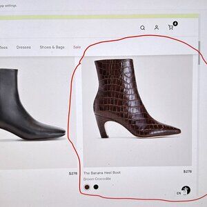 Everlane The Banana Heel Boot Brown Crocedile